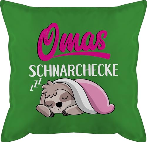 Kissen 50x50 - Oma Großmutter - Omas Schnarchecke mit Faultier - weiß - 50 x 50 cm - Grün - ostergeschenke für großeltern omi Geschenk Grandma schnarch Pillow grosseltern Fuer Grandmother von Shirtracer