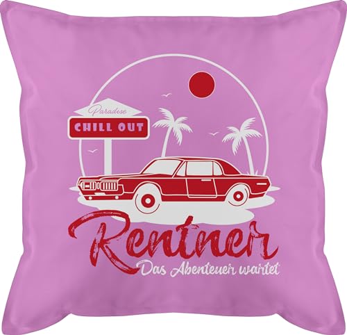 Kissen 50x50 - Deko Ruhestand Rente - Paradise Chill out Rentner Das Abenteuer wartet - 50 x 50 cm - Pink - schöne sprüche zur pensionierung geschenk geschenke zum witzige lustige 2023 kollege von Shirtracer