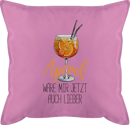 Kissen 50x50 - Statement - Aperol wäre Mir jetzt auch Lieber I Lustige Geschenke Aperol Spritz - 50 x 50 cm - Pink - Geschenk Statement-Kissen Statements Cocktails kopfkissen schwarz sprüche von Shirtracer
