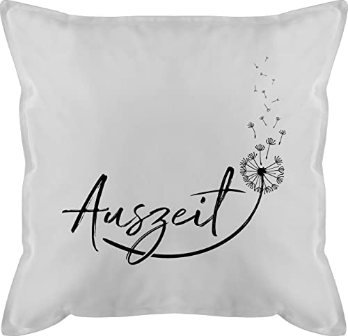 Kissen 50x50 - Statement - Auszeit Entspannung Relaxen Pusteblume - 50 x 50 cm - Weiß - relax spruch statement-kissen statements pusteblumen schmusekissen mit kopfkissen schwarz bezug blumenmotiv von Shirtracer
