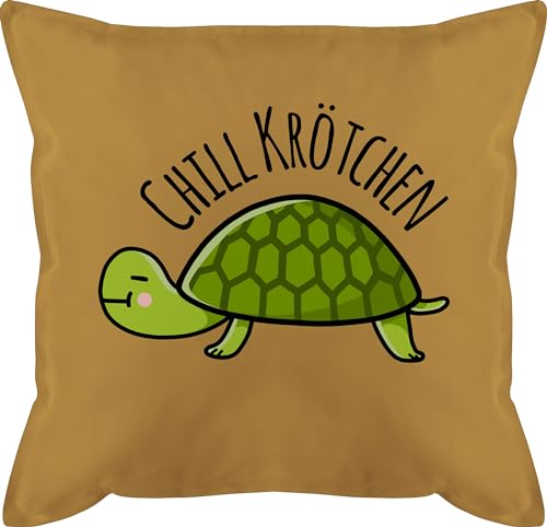 Kissen 50x50 - Statement - Chill Krötchen Schildkröte - 50 x 50 cm - Gelb - chillen sofakissen schildkroeten kröte chillkröte schildkroete Statements Chiller Kissenbezug schildkröten von Shirtracer