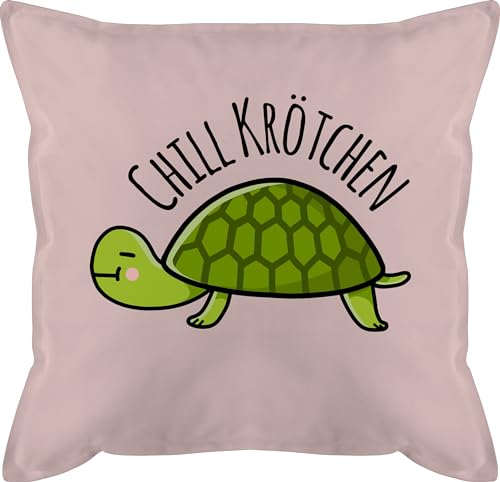 Kissen 50x50 - Statement - Chill Krötchen Schildkröte - 50 x 50 cm - Hellrosa - mit füllung chillen Chiller kröte schildkröten Statements schildkroeten sofakissen chillkröte Kissenbezug von Shirtracer