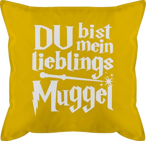 Kissen 50x50 - Statement - Du bist Mein Lieblingsmuggel I - 50 x 50 cm - Gelb - Statement-Kissen Statements schmusekissen kopfkissen schwarz sprüche männerkissen mit bezug zierkissen Cushion von Shirtracer