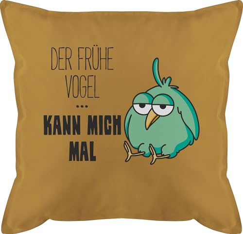 Kissen 50x50 - Statement mit Sprüchen - Der frühe Vogel kann mich mal - 50 x 50 cm - Gelb - polster spruch kissenbezug sprüche vögel kissenhülle bedruckte und fuellung spruechen morgenmuffel von Shirtracer