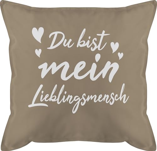 Kissen 50x50 - Valentinstag Partner Ideen - Du bist Mein Lieblingsmensch - Herzmensch Herzens Mensch Geschenk Beste Freundin Geschenke Frauen Männer Kleine - 50 x 50 cm - Beige - herzensmensch von Shirtracer