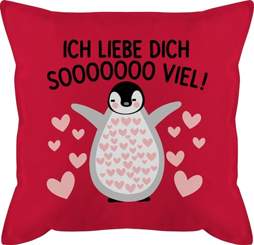 Kissen 50x50 - Partner Ideen - Ich liebe dich SOOOO viel Pinguin - Valentinstag so viel liebe Geschenk für Freund Freundin Ihn Sie Liebes Beweis Geschenkidee - 50 x 50 cm - Rot - jahrestag fuer von Shirtracer