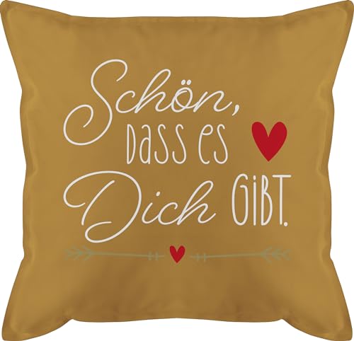 Kissen 50x50 - Valentinstag Partner Ideen - Schön dass es dich gibt - Geschenke für Frauen Weihnachts-Geschenk Geschenkideen Freundin Schwester Lieblingsmensch Weihnachten - 50 x 50 cm - Gelb von Shirtracer