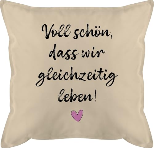 Kissen 50x50 - Voll schön dass wir gleichzeitig leben I Freundschaft Geschenk für Pärchen Geschenke Valentinstag I Weihnachten Geschenk für Freunde Weihnachten I BFF - 50 x 50 cm - Beige Natur Kissen 50x50 - Voll schön dass wir gleichzeitig leben I Freundschaft Geschenk für Pärchen Geschenke Valentinstag I Weihnachten Geschenk für Freunde Weihnachten I BFF - 50 x 50 cm - Beige Natur von Shirtracer