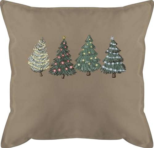 Shirtracer Kissen 50x50 - Weihnachtskissen Christmas Geschenke - Weihnachtsbäume - 50 x 50 cm - Beige - Frohe Weihnachten weihnachtlich Merry x-Mas Weihnachts Geschenk Weinachten Mas für Freunde fur von Shirtracer