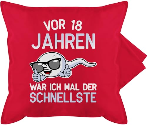 Shirtracer Kissenbezug - 18. Geburtstag Kissen - Vor 18 Jahren war ich mal der Schnellste - 50 x 50 cm - Rot - zum Geschenk Junge Geschenke Geschenkideen jährige Geburtstagsgeschenk für 18te 18ten von Shirtracer