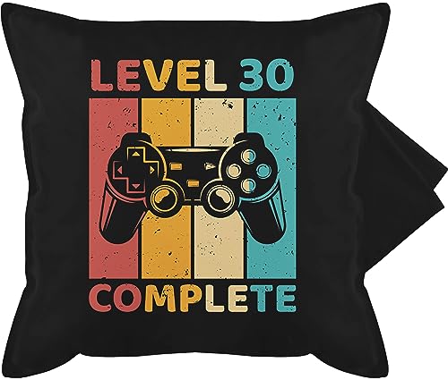 Shirtracer Kissenbezug - 30. Geburtstag Kissen - Level 30 Complete - Dreizig Freigeschalten Unlocked Completed - Zocker Gamer - 50 x 50 cm - Schwarz - zum Geburstag für Jahre 30er Geschenk 30ten von Shirtracer