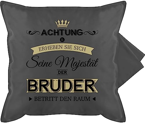 Kissenbezug - Kissen - Seine Majestät der Bruder - 50 x 50 cm - Grau - für brüder zu Weihnachten Geschenk Geschenke seinen sprüche Geschenkidee Geburtstag den lustig Bester fur besten Meinen von Shirtracer