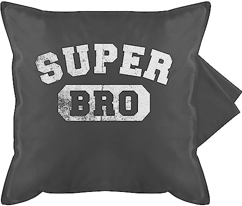 Kissenbezug - Kissen - Super Bro Bruder Geschenk Geschenkidee Brother Weihnachten - 50 x 50 cm - Grau - Geschenke für brüder zu den Geburtstag Bester seinen sprüche besten Best einen Meinen von Shirtracer