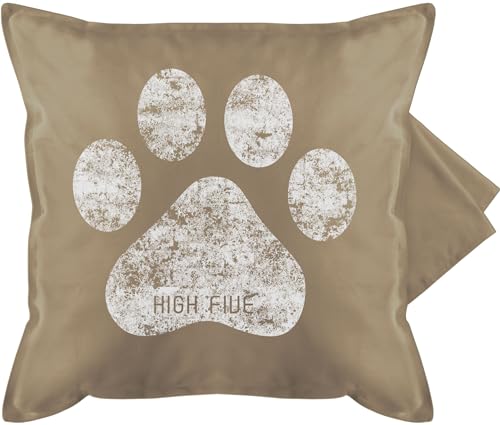 Shirtracer Kissenbezug - Deko Kissen Hobby - High Five Hunde Pfote - 50 x 50 cm - Beige - Pfoten kissenhülle Beagle kopfkissen pfotenabdrücke hundepfoten hundemenschen Paws pfotenabdruck hundespruch von Shirtracer