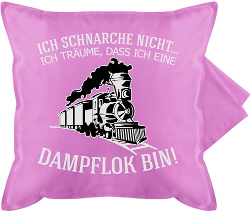 Kissenbezug - Deko Kissen Hobby - Ich schnarche nicht Ich träume dass ich eine Dampflok bin - Geschenk Lokführer Eisenbahn Bahn - 50 x 50 cm - Pink - zierkissenbezug schnarchen zug kissenhüllen von Shirtracer