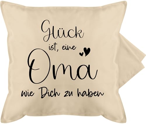 Kissenbezug - Großmutter - Glück ist, eine Oma wie Dich zu haben - 50 x 50 cm - Beige Natur - geschenke fuer omas kissen omi ist die beste grandma größte kissenhülle geschenk für oma-geschenke von Shirtracer