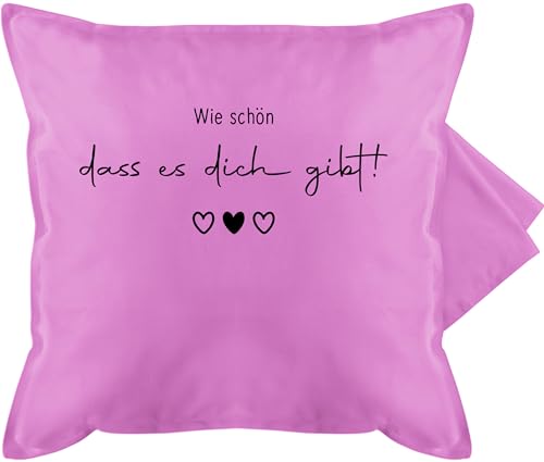 Kissenbezug - Wie schön dass es Dich gibt - Schöne Geschenke Beste Freundin Besten Freund Partner Partnerin - 50 x 50 cm - Pink - seelenverwandt schoen kissen kuschelkissen freundschaft das von Shirtracer