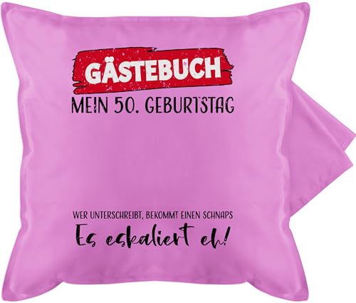 Kissenbezug - Kissen - Gästebuch 50. Geburtstag - 50 x 50 cm - Pink - geschenke 1974 als 50ziger 50.geburtstag 50igster 50th 50igsten 50er 50zigsten 50sten fünfziger fünfzigster 50iger fuffzich von Shirtracer