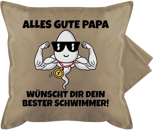 Kissenbezug - Geschenk zum Vatertag - Von deinem besten Schwimmer I Dein bester Schwimmer - 50 x 50 cm - Beige - vatertagsgeschenk männertag kissen vateetagsgeschenk vater vatertahsgeschenke von Shirtracer