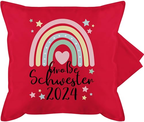 Kissenbezug - Kissen - Große Schwester Geschenk 2024 Regenbogen Big Sister - 50 x 50 cm - Rot - für Schwestern sis Grosse großes Geschenke Geschenkideen+für+Geschwister von Shirtracer