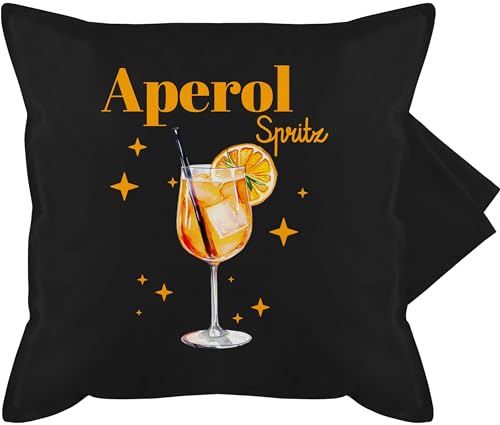 Kissenbezug - Karneval & Fasching - Kissen - Aperol Spritz Kostüm Aperoli Aperollin Freundin Spritztour - 50 x 50 cm - Schwarz - kaneval karmeval „Karneval“ „Fasching“ straßenkarneval von Shirtracer