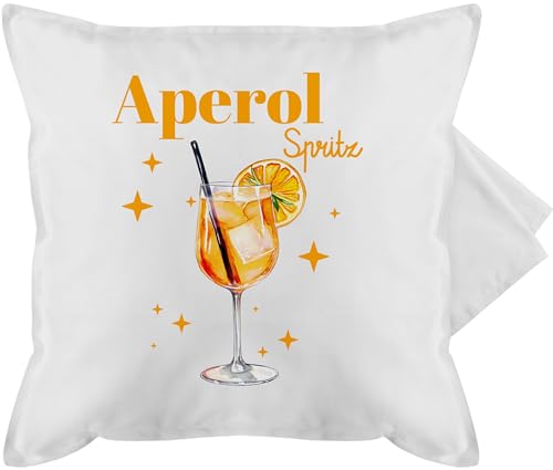 Kissenbezug - Karneval & Fasching - Kissen - Aperol Spritz Kostüm I Aperoli I Aperollin Freundin Spritztour - 50 x 50 cm - Weiß - karnevalskissen Fasching- Glas sofakissen mit Carnevale getränk von Shirtracer