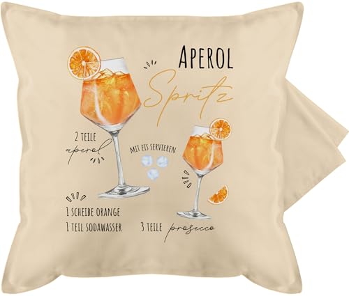 Kissenbezug - Karneval & Fasching - Kissen - Aperol Spritz Rezept I Lustig Geschenk Aperolfan Fanartikel - 50 x 50 cm - Beige Natur - karnevalskissen Fasching- Rezepte kissenhülle sofakissen mit von Shirtracer