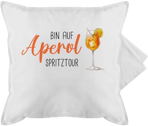 Kissenbezug - Karneval & Fasching - Kissen - Bin auf Aperol Spritztour I JGA I Mädelsabend I Spritz Tour - 50 x 50 cm - Weiß - karnevalskissen Fasching- Glas sofakissen mit Carnevale feiern von Shirtracer