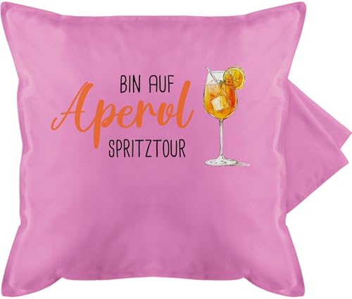 Kissenbezug - Karneval & Fasching - Kissen - Bin auf Aperol Spritztour I JGA I Mädelsabend I Spritz Tour - 50 x 50 cm - Pink - karnevalskissen Fasching- Glas sofakissen mit Carnevale feiern Cushion von Shirtracer