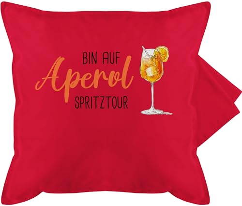Kissenbezug - Karneval & Fasching - Kissen - Bin auf Aperol Spritztour I JGA I Mädelsabend I Spritz Tour - 50 x 50 cm - Rot - karnevalskissen Fasching- Glas sofakissen mit Carnevale feiern Cushion von Shirtracer