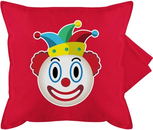 Kissenbezug - Karneval & Fasching - Kissen - Clown Emoticon - 50 x 50 cm - Rot - karnevalskissen fasching- clowns sofakissen mit carnevale karnevals faschings verkleidet carnival karneva fasnets von Shirtracer