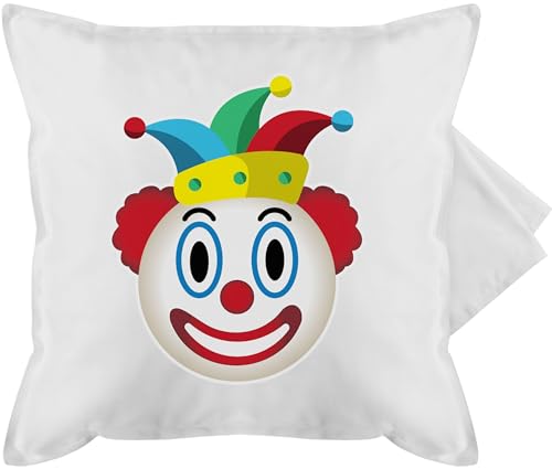 Kissenbezug - Karneval & Fasching - Kissen - Clown Emoticon - 50 x 50 cm - Weiß - karnevalskissen fasching- clowns sofakissen mit carnevale karnevals faschings verkleidet carnival karneva fasnets von Shirtracer