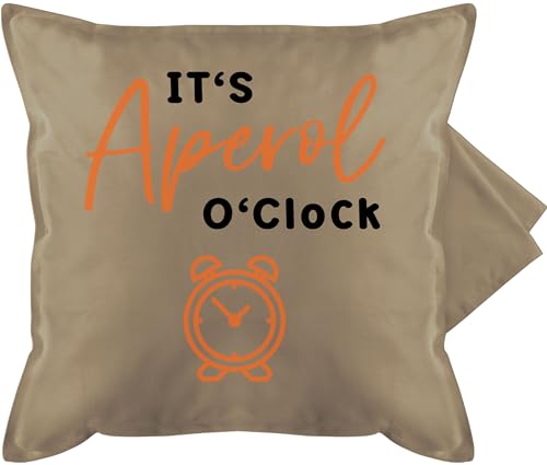 Kissenbezug - Karneval & Fasching - Kissen - Its Spritz o Clock Aperol Spriz JGA Fun Kostüm Aperoli Geschenk - 50 x 50 cm - Beige - carneval karneval& fastnacht fasnacht witzige faschings fasnet von Shirtracer