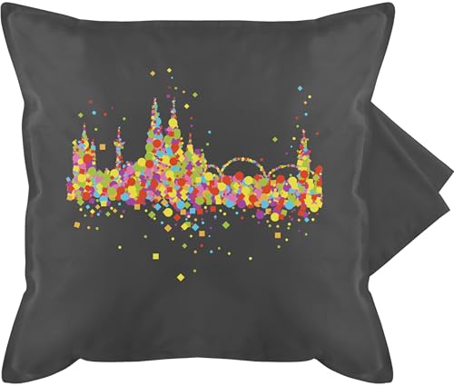 Shirtracer Kissenbezug - Karneval & Fasching - Kissen - Konfetti Skyline Köln I Kölle I Kölner Dom Konfetti - 50 x 50 cm - Grau - karnevalskissen Fasching- Koeln kissenbezüge sofakissen mit Carnevale von Shirtracer