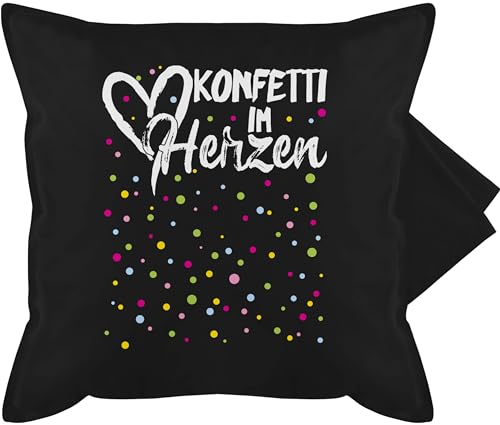 Kissenbezug - Karneval & Fasching - Kissen - Konfetti im Herzen - 50 x 50 cm - Schwarz - kölscher 2023 karneval& lustiges für und fasnacht und. verkleidet confetti kissenhülle fastnacht herz von Shirtracer