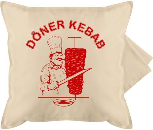 Kissenbezug - Karneval & Fasching - Kissen - Original Döner Kebab Logo I Döner Kebap I Döner Geschenke - 50 x 50 cm - Beige Natur - karnevalskissen fasching- doner pillow sofakissen mit carnevale von Shirtracer