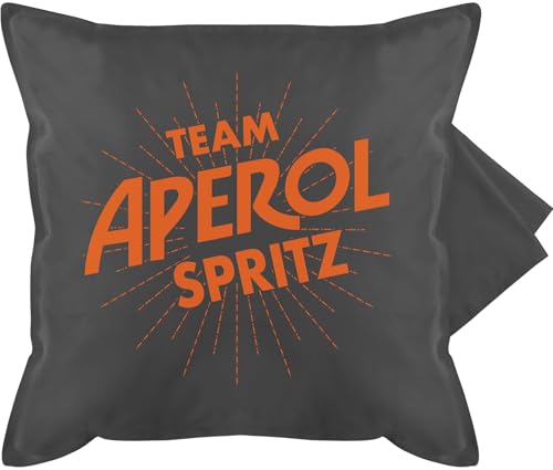 Kissenbezug - Karneval & Fasching - Kissen - Team Aperol Spritz JGA I Mädelsabend Spritztour Aperol Geschenk - 50 x 50 cm - Grau - karnevalskissen Fasching- apperol kissenhülle sofakissen mit von Shirtracer