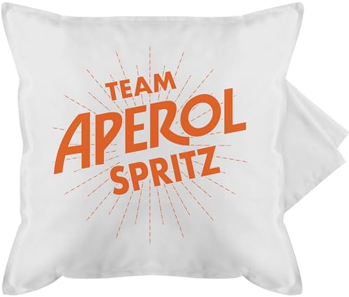 Kissenbezug - Karneval & Fasching - Kissen - Team Aperol Spritz JGA I Mädelsabend Spritztour Aperol Geschenk - 50 x 50 cm - Weiß - karnevalskissen Fasching- apperol kissenhülle sofakissen mit von Shirtracer