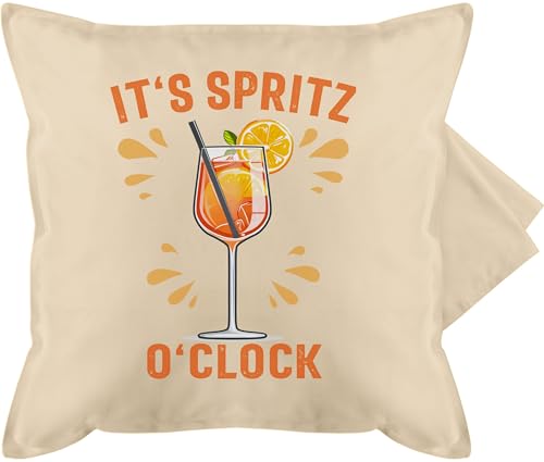 Kissenbezug - Karneval & - Kissen - Its Spritz o Clock I Lustiges Geschenk Aperol Spritz Kostüm Fasching Aperol Geschenkidee - 50 x 50 cm - Beige Natur - karnevalskissen Fasching- aparol von Shirtracer