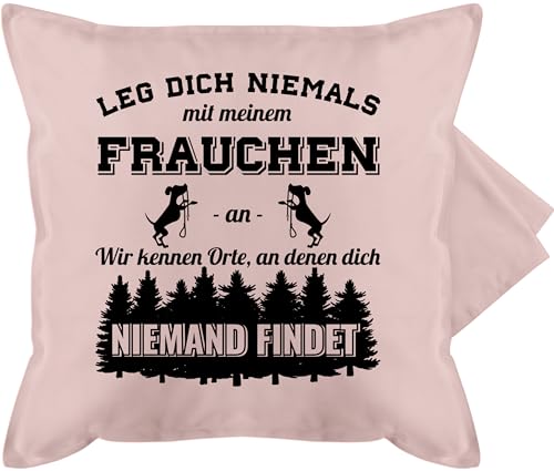 Kissenbezug - Kissen - Leg dich niemals mit meinem Frauchen an - Hundebesitzerin Lustig Geschenk Geschenke Hunde Frauchen Hundeliebhaberin - 50 x 50 cm - Hellrosa - für hundebesitzer hund und dem von Shirtracer