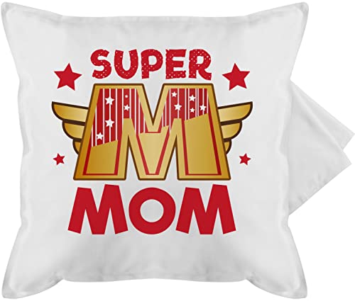 Kissenbezug - Super Mom I Supermom Heldin Mama - 50 x 50 cm - Weiß - für mütter mutter geschenke geschenk die 2024 gesxhenk tags frische fuer zum muttertag mama+surprise personalisiertes name mit von Shirtracer