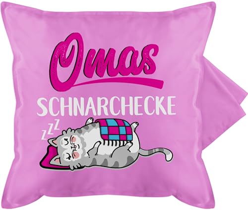 Kissenbezug - Oma Großmutter - Omas Schnarchecke Katze - weiß/Fuchsia - 50 x 50 cm - Pink - omi Geschenk Geschenke für omis Ideen Tag muttertagsgeschenk Fuer sprueche Geschenk+oma von Shirtracer