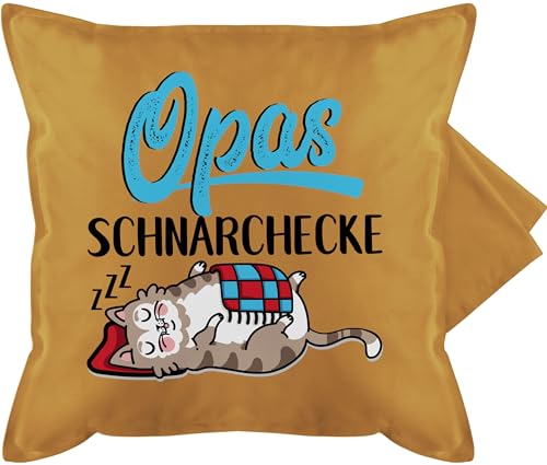 Kissenbezug - Opa Großvater - Opas Schnarchecke Katze - schwarz/blau - 50 x 50 cm - Gelb - schnarchplatz Kissen Geschenke für Grandad baumwollkissen Grossvater kuschelkissen Geschenk kissenhülle von Shirtracer