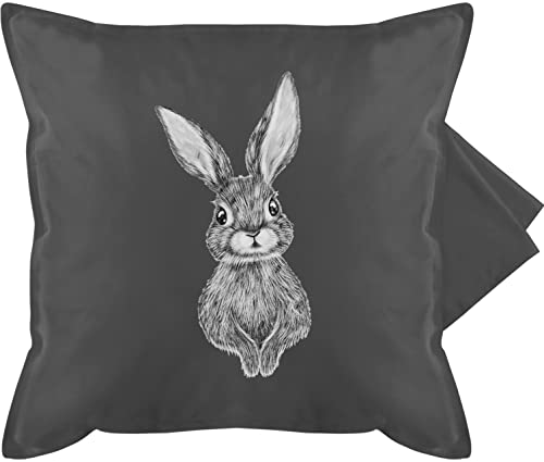 Shirtracer Kissenbezug - Osterkissen - Hase Kaninchen - 50 x 50 cm - Grau - Kissen Ostern Oster kissenbezüge ostergeschenke Osterhase kissenhülle Ostergeschenk für Eltern osterartikel kuschelkissen von Shirtracer