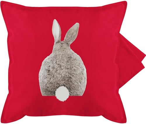 Kissenbezug - Osterkissen - Ostern Hase Hasen Hasenmotiv - 50 x 50 cm - Rot - hasenkissen bezug ostergeschenke eltern osterüberraschung kissenhülle osterhasen kissen osterkissenhüllen osterhase von Shirtracer