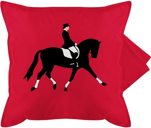 Kissenbezug - Pferde - Kissen - Dressurreiten - 50 x 50 cm - Rot - sprüche mit pferd mädchen reiten geschenk geschenke für reiter kinder pferdeliebhaber reiterin pferdefan pferdespruch namen von Shirtracer