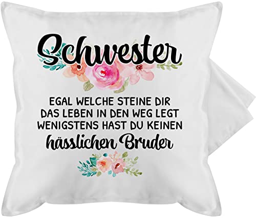 Shirtracer Kissenbezug - Kissen - Lustiges Bruder Schwester Geschenk - Wenigstens hast du keinen hässlichen Bruder - 50 x 50 cm - Weiß - für von Schwestern Sister Baumwolle Geschenke Beste von Shirtracer