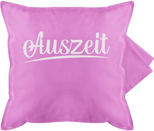 Kissenbezug - Statement - Auszeit Vintage Effekt - weiß - 50 x 50 cm - Pink - kissenhülle sofa kissen kuschelkissen kissenhüllen kissenhullen 50&50 gurli couch pause statements relax zierkissen von Shirtracer