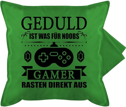 Kissenbezug - Statement Kissen mit Sprüchen - Geduld ist was für Noobs - Gamer rasten direkt aus - 50 x 50 cm - Grün - lustige sprüche jugendzimmer pillow couch spruch spruechen computer nerds von Shirtracer