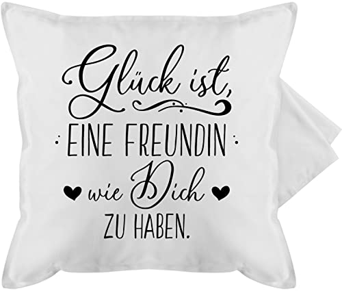 Kissenbezug - Valentinstag Partner Kissen Ideen - Glück ist eine Freundin wie Dich zu haben - 50 x 50 cm - Weiß - valentines geschenk beste valentinsday als valentienstag ein vslentinsgeschenke von Shirtracer